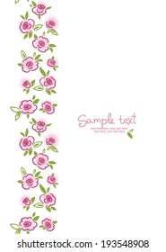 card with floral background. vertical seamless rose pattern.