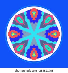Card with floral circular pattern,  frame   on a  white    circle. Hand drawn.