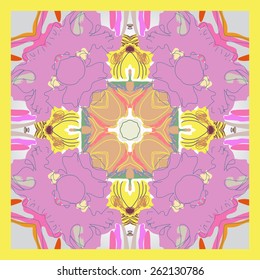 Card of floral circular pattern.Hand drawn.