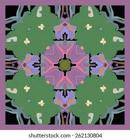 Card of floral circular pattern.Hand drawn.
