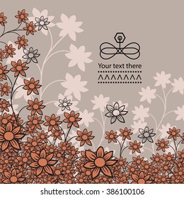 Card with floral decor. Vector.