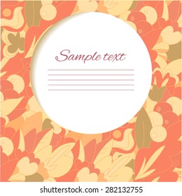 Card with floral ornament. Can be used for banner, cards, wedding invitations etc. 
