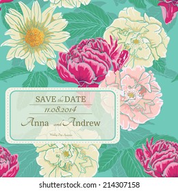 Card with Floral Pattern, hand-drawn Flowers. Watercolor design 