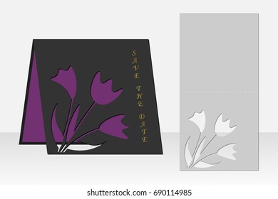 Card floral pattern for laser cutting. Silhouette design. It is possible to use for birthday invitations, presentations, greetings, holidays, celebrations, save the day wedding. Vector illustration.