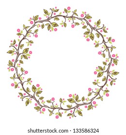 card with floral pattern. wreath of cherry blossom