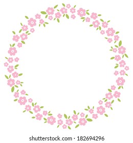 tarjeta con patrón floral. corona de flores de cerezo