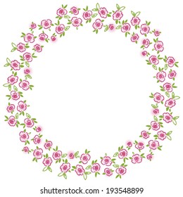 tarjeta con patrón floral. corona de rosas