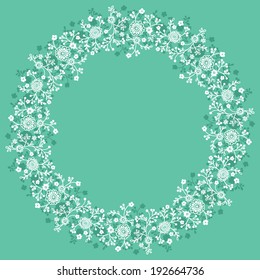 card with floral pattern. wreath of stylized tree branch.