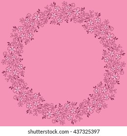 card with floral pattern. wreath of stylized tree branch.