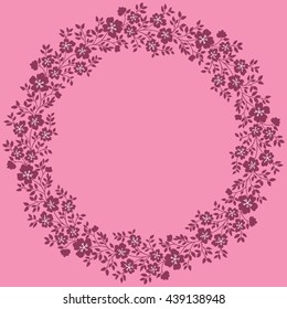card with floral pattern. wreath of stylized tree branch.