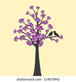 card with floral tree, vector love background