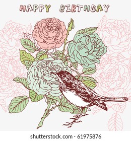 Card Flower Bird Stock Vector (Royalty Free) 61975876 | Shutterstock
