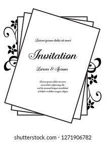 card with flower hand draw vector illustration