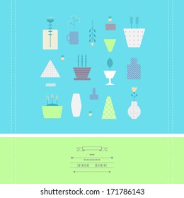 Card with flower pots in vector