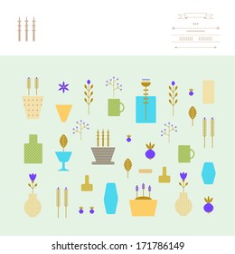 Card with flower pots in vector