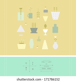 Card with flower pots in vector
