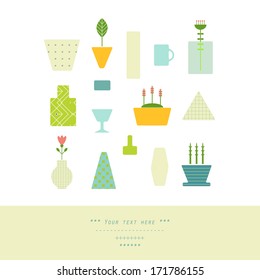 Card with flower pots in vector