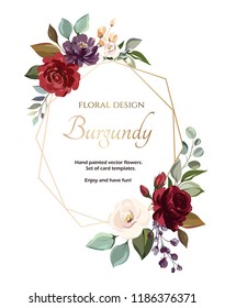  card with flower rose, leaves. Wedding ornament concept. Floral poster, invite. Vector decorative greeting card or invitation design background