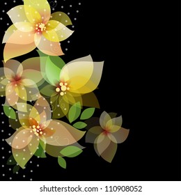 Card with flowers. Background with orchid.