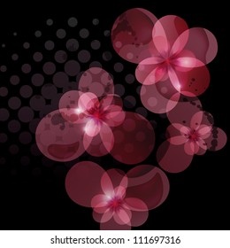 Card with flowers. Background with orchid.