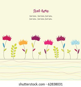 Card with flowers, doodle