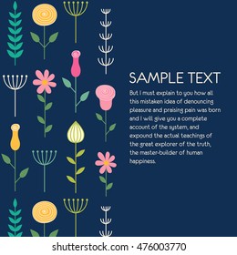 Card with flowers. Floral vector background. Decorative elements.
