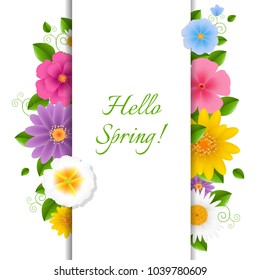 Card With Flowers Hello Spring