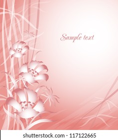 Card with flowers and leaves
