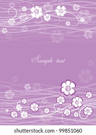 card with flowers on a lavender background