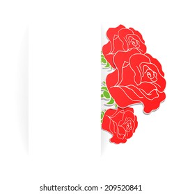 Card with flowers and place for text. Editable design for covers, invitations, greeting. White background. Vector.