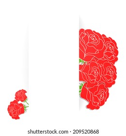 Card with flowers and place for text. Editable design for covers, invitations, greeting. White background. Vector.
