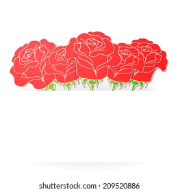Card with flowers and place for text. Editable design for covers, invitations, greeting. White background. Vector.