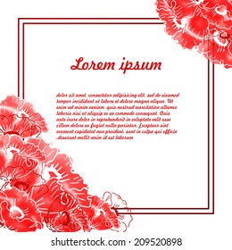 Card with flowers and place for text. Editable design for covers, invitations, greeting. White background. Vector.