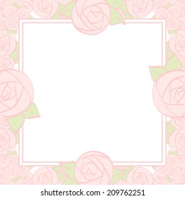 Card with flowers and place for text. Editable design for covers, invitations, greeting. White background. Vector.