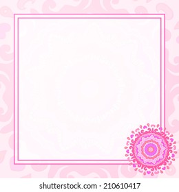 Card with flowers and place for text. Editable design for covers, invitations, greeting. White background. Vector.