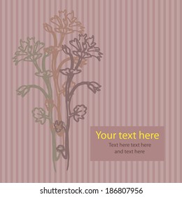 Card with flowers and stripes background.Vector