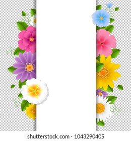Card With Flowers Transparent Background With Gradient Mesh, Vector Illustration