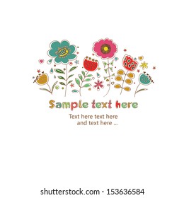 Card with flowers.Vector