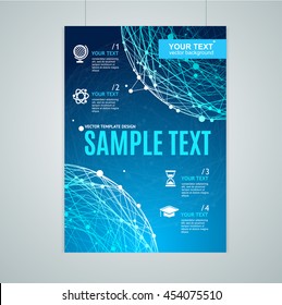 Card, Flyer or Placard with Abstract Geometry Sphere. Concept Of Scientific Research. Vector illustration