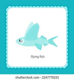 card with flying fish vector illustration