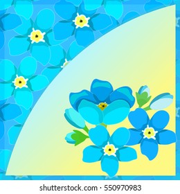 card  forget-me-alpine a wild flower a round blue . vector illustration