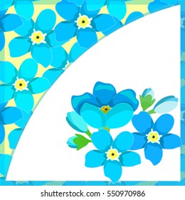 card  forget-me-alpine a wild flower a round . vector illustration