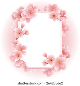 card, frame with cherry blossoms