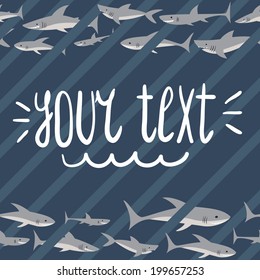 Card frame template with sharks and stripes 2