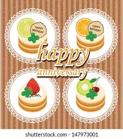 Card. Fruit cake vector illustration