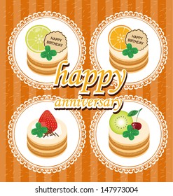 Card. Fruit cake vector illustration