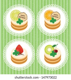 Card. Fruit cake vector illustration