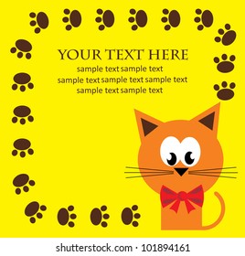 card with fun kitty cat. vector illustration