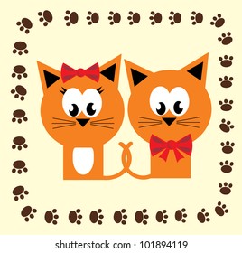 card with fun kitty cats. vector illustration
