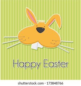Card with funny bunny - happy easter (vector)